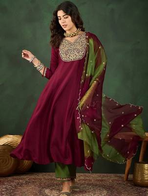 Embroidered a-line kurta sets 1