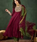 Embroidered a-line kurta sets