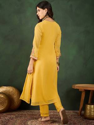 V neck embroidered kurta sets 5