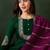 Floral embroidered thread work straight kurta with trousers & dupatta