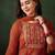 Floral printed zari anarkali kurta with trousers & dupatta