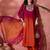 Pink floral embroidered mandarin collar a-line kurta with trousers & dupatta