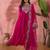 Floral embroidered sequinned pleated a-line kurta with trousers & dupatta