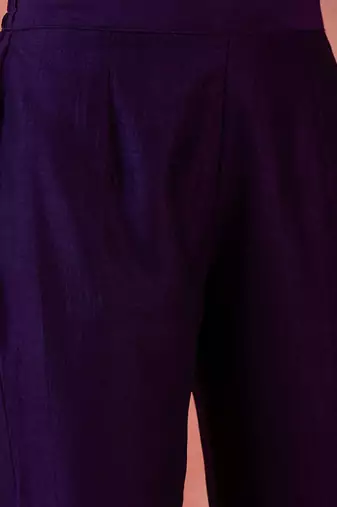 Floral embroidered v-neck a-line kurta with trousers & dupatta