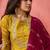 Yellow zari embroidered straight kurta with trouser and dupatta