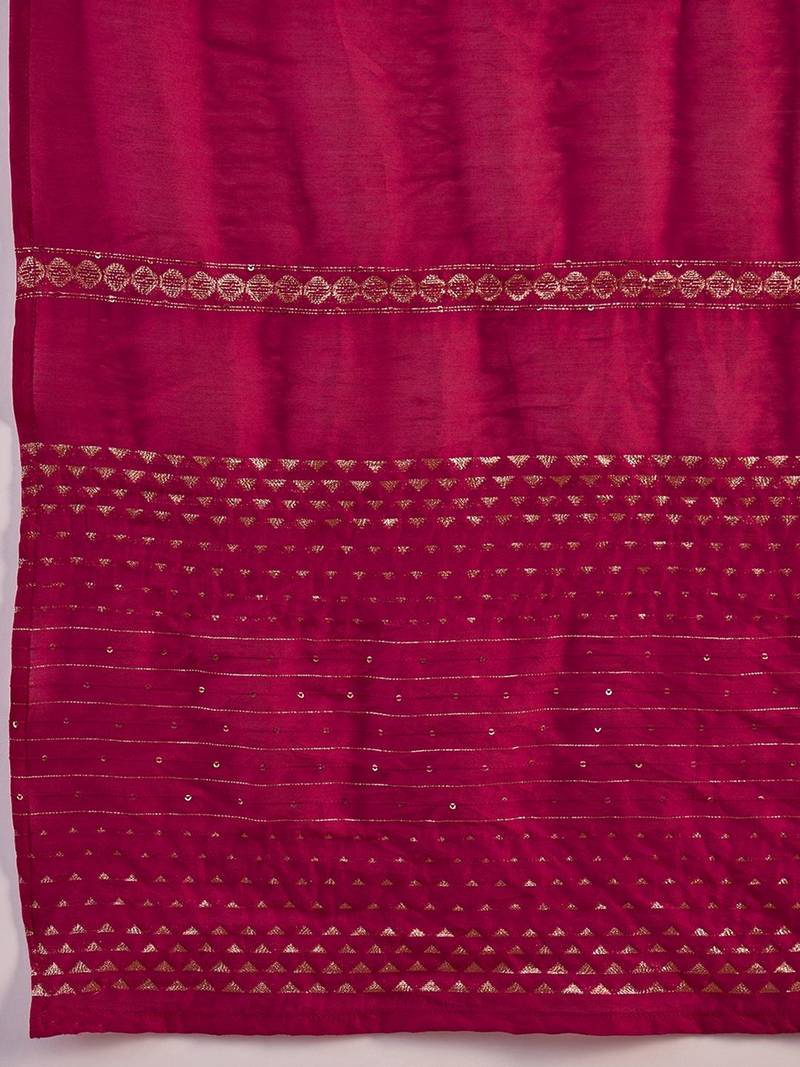Yellow zari embroidered straight kurta with trouser and dupatta