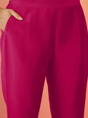 Embroidered notch neck a-line kurta with trousers & dupatta 3