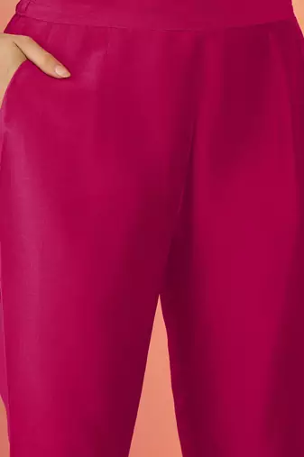 Embroidered notch neck a-line kurta with trousers & dupatta