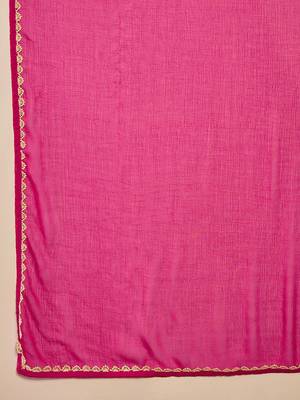 Embroidered notch neck a-line kurta with trousers & dupatta 4