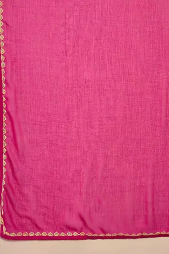 Embroidered notch neck a-line kurta with trousers & dupatta