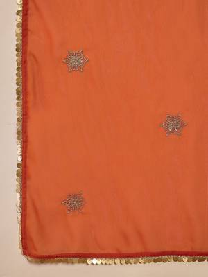 Floral embroidered empire georgette anarkali kurta with trouser & dupatta 4