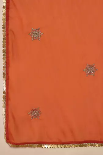 Floral embroidered empire georgette anarkali kurta with trouser & dupatta