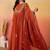 Floral embroidered empire georgette anarkali kurta with trouser & dupatta