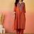 Zari embroidered notch neck a-line kurta & trousers