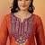 Zari embroidered notch neck a-line kurta & trousers