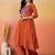 Zari embroidered notch neck a-line kurta & trousers