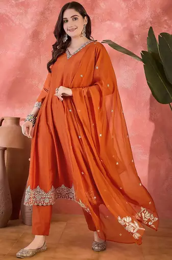 Sequence embroidered kurta pant with dupatta