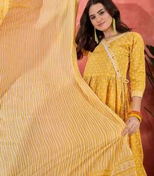Women bandhani printed thread work pure cotton kurta with trousers & dupatta