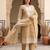Beige colour muga cotton jamdani pichwai weaving dress material set