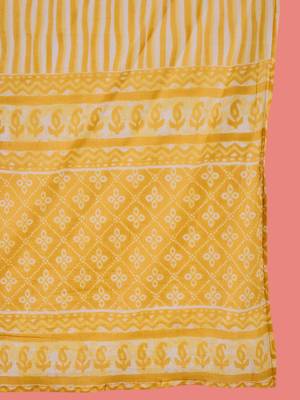 Women bandhani printed thread work pure cotton kurta with trousers & dupatta 4