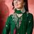 Floral embroidered v-neck sequinned a-line kurta with trousers & dupatta