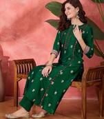 Foil printed & embroidered kurta & trouser set