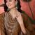 Embroidered v-neck kurta, trousers & dupatta set