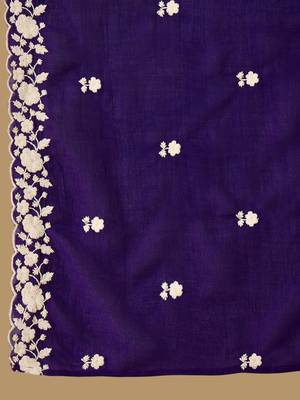 Floral embroidered thread embroidered a-line kurta with trousers & dupatta 4