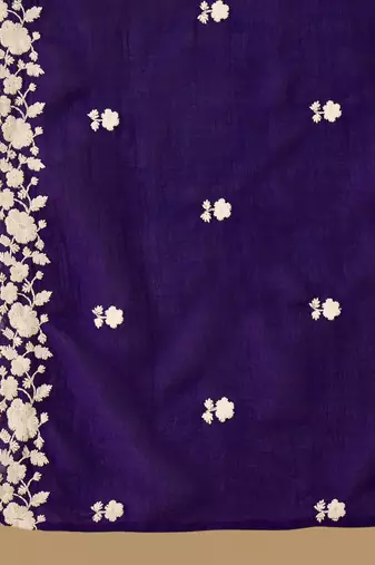 Floral embroidered thread embroidered a-line kurta with trousers & dupatta