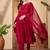 Women floral embroidered a-line kurta with trousers & dupatta