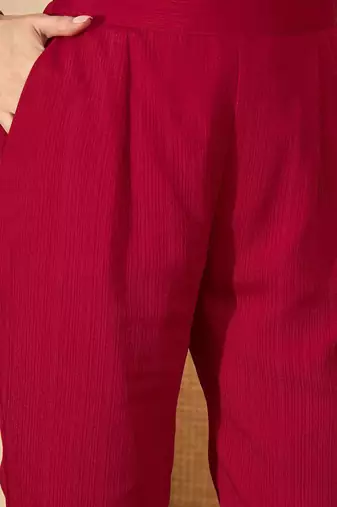 Women floral embroidered a-line kurta with trousers & dupatta