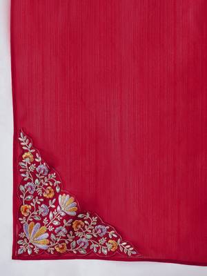 Women floral embroidered a-line kurta with trousers & dupatta 4