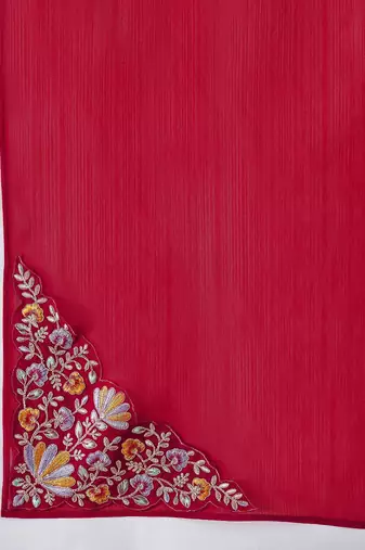 Women floral embroidered a-line kurta with trousers & dupatta
