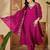 Floral embroidered v-neck sequinned a-line kurta with trousers & dupatta