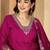 Floral embroidered v-neck sequinned a-line kurta with trousers & dupatta