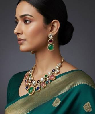 Royal navratna kundan set (necklace & earrings) 2