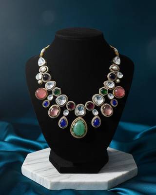 Royal navratna kundan set (necklace & earrings) 3