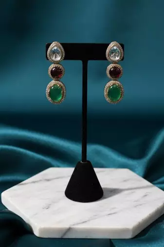 Royal navratna kundan set (necklace & earrings)