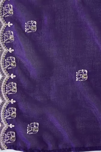 Ethnic motifs embroidered pleated sequinned a-line kurta with trousers & dupatta