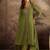 Floral embroidered v-neck sequinned a-line kurta with trousers & dupatta