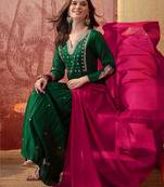 Embroidered straight kurta & trousers with dupatta