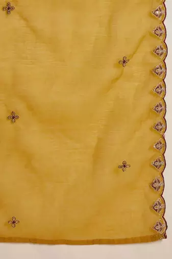 Embroidered a-line kurta & trousers with dupatta