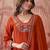 Embroidered a-line kurta & trousers with dupatta