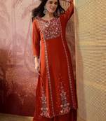 Embroidered round neck kurta & palazzos