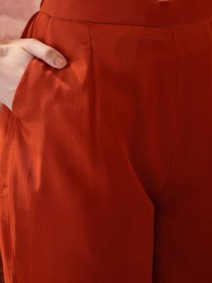 Embroidered round neck kurta & palazzos 4