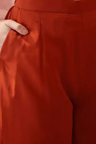 Embroidered round neck kurta & palazzos
