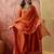 Embroidered v-neck straight kurta & trousers with dupatta