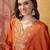 Embroidered v-neck straight kurta & trousers with dupatta