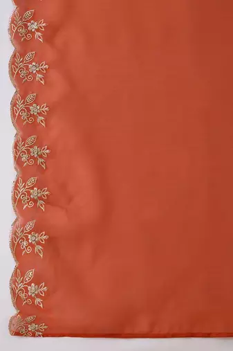Embroidered v-neck straight kurta & trousers with dupatta