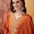 Embroidered round neck kurta & trousers with dupatta